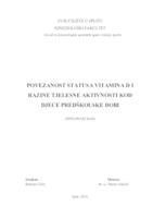prikaz prve stranice dokumenta Povezanost statusa vitamina D i razine tjelesne aktivnosti kod djece predškolske dobi