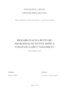 prikaz prve stranice dokumenta Rehabilitacija rupture proksimalne tetive mišića stražnje lože u nogometu