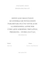 prikaz prve stranice dokumenta Ispitivanje mogućnosti kvantifikacije povezanosti parametara plućne ventilacije sa simptomima astme pod utjecajem aerobnog trenažnog programa – studija slučaja