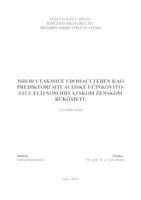 prikaz prve stranice dokumenta Ishod utakmice i domaći teren kao prediktori situacijske učinkovitosti u elitnom hrvatskom ženskom rukometu
